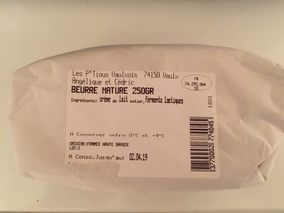 Beurre nature front packaging