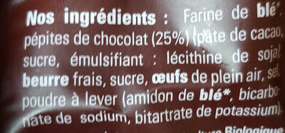 Biscuits aux pépites de chocolat ingredients label