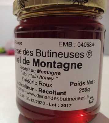 Miel de Montagne ingredients label