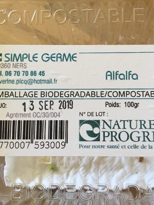 Graines germees ALFALFA front packaging