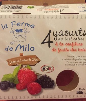 Yaourts au lait entier à la confiture des bois