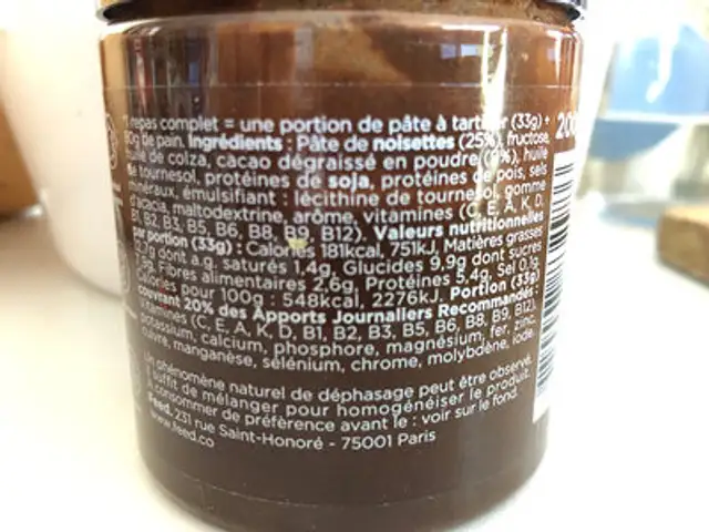 Pâte à tartiner ingredients label