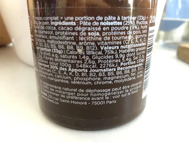 Pâte à tartiner nutrition facts table