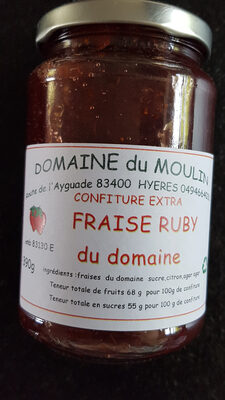 Confiture extra fraise ruby du domaine front packaging