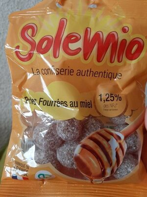 Perles fourrées au miel front packaging