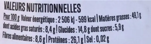 Beurre de cacahuètes Extra Crunchy nutrition facts table