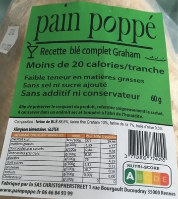 Pain poppé recette blé complet