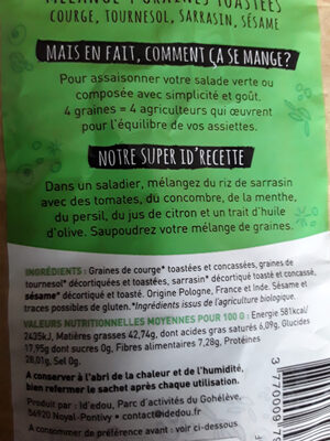 Melange pour salade ingredients label