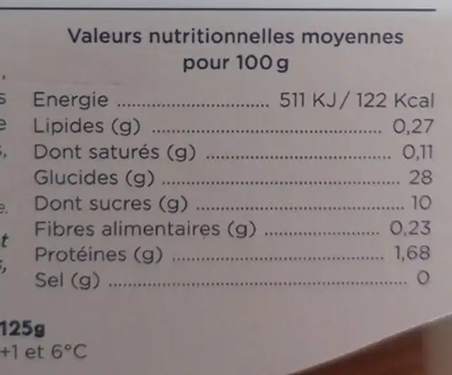 Brassé végétal Morice à la Myrtille sauvage nutrition facts table