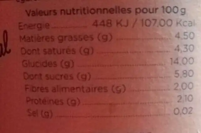 Mo' mage blanc végétal nutrition facts table