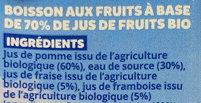 O'fruity - Jus concentré des fruits de l'eau de source ingredients label
