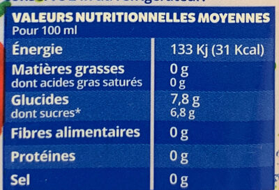 O'fruity - Jus concentré des fruits de l'eau de source nutrition facts table