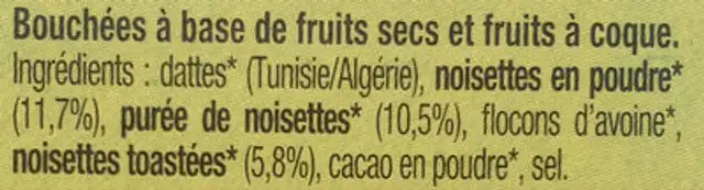 Mini balls noisettes ingredients label