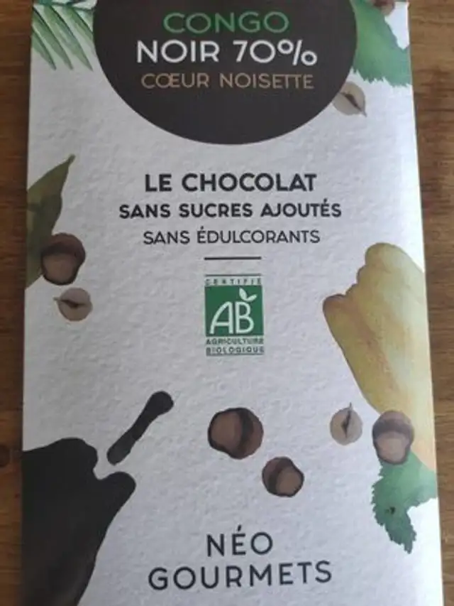 Congo noir 70% cœur noisette front packaging