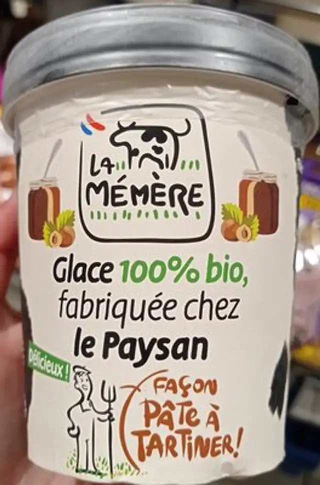 Glace à la pâte à tartiner bio front packaging