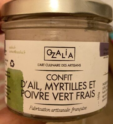 Confit d'ail, myrtilles et poivre vert frais