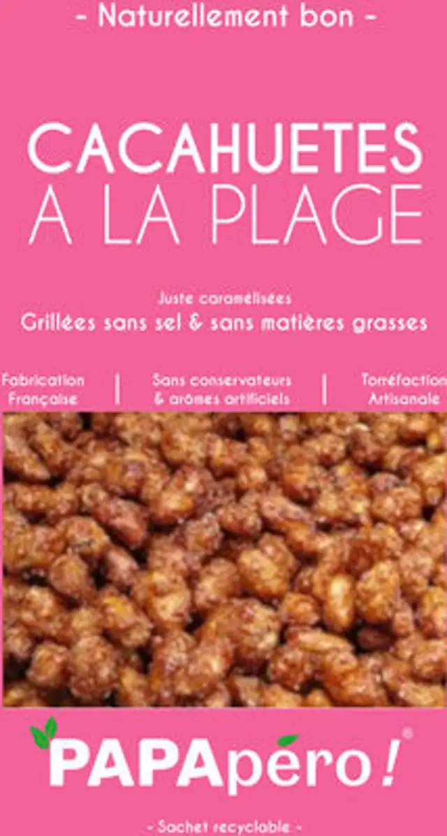 Cacahuètes à la plage - juste caramélisées front packaging