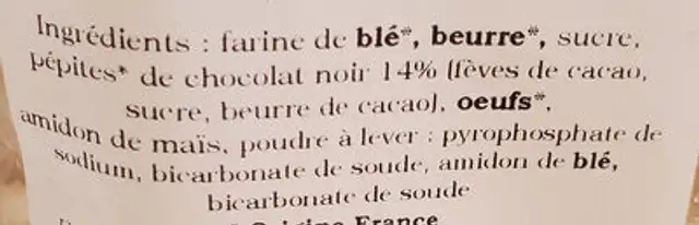 L'américain ingredients label