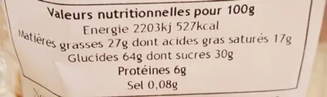 L'américain nutrition facts table