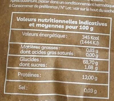 Farine de ble nutrition facts table