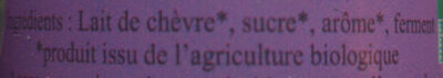 Yaourt fermier pur chèvres fruits des bois ingredients label