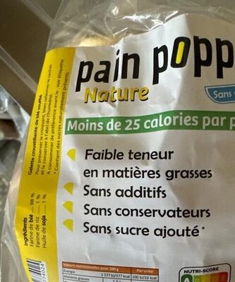 Pain poppé nature front packaging