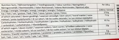 Cashew crisp cookies nutrition facts table