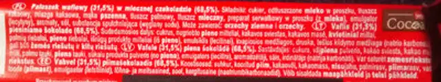 Kitkat Chunky Original ingredients label