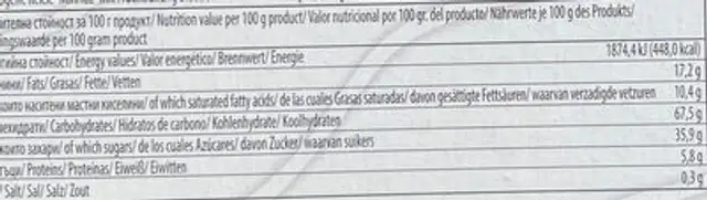 Мираж с Боровинки nutrition facts table