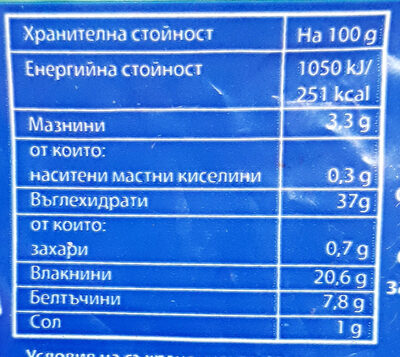 Бонус 6 зърна nutrition facts table