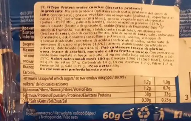 Cookies cream nutrition facts table