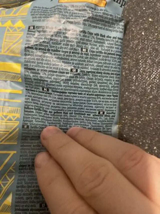 Popped Tortilla Chips ingredients label