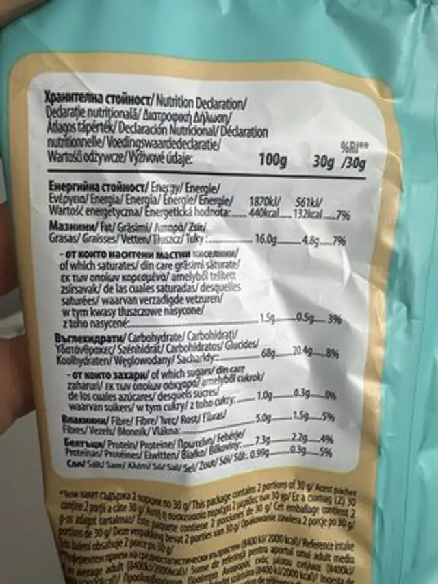 Corn Chips Mediterranean Salt nutrition facts table