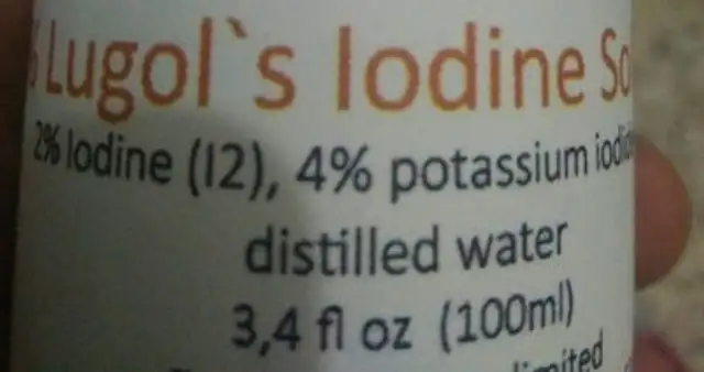 2% Lugol's Iodine Solution ingredients label