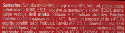 Leskovački čevapčiči ingredients label
