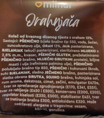 Orahnjača ingredients label