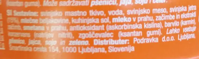 Liver paste ingredients label