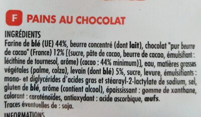 10 pain au chocolat au levain ingredients label
