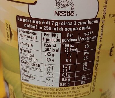 Orzoro nutrition facts table