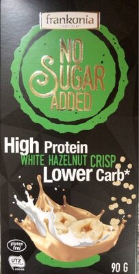 No sugar added high protein white hazelnut crisp lower carb chocolate