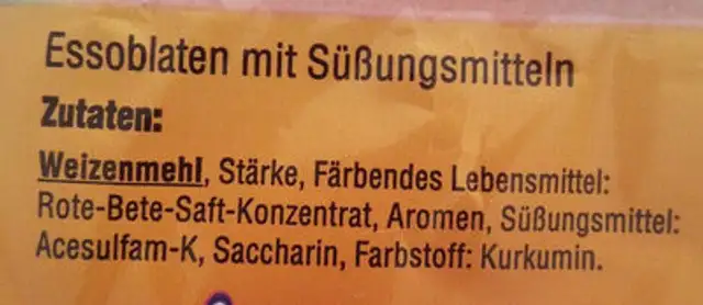 Monster Esspapier ingredients label