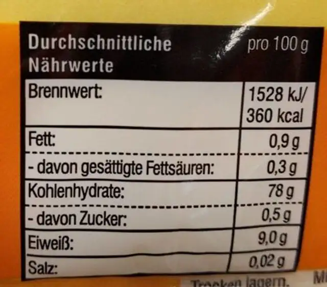 Monster Esspapier nutrition facts table