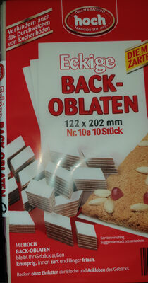 eckige Back-Obladen front packaging