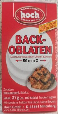Hoch Back Oblaten