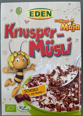 Die Biene-Maja-Knusper-Müsli mit Schokolade und Honig front packaging