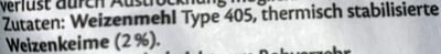 Weizenmehl Type 405 ingredients label