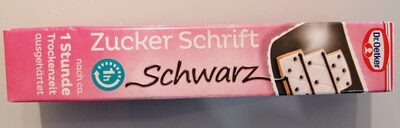 Zucker Schrift Schwarz front packaging