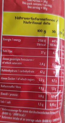 Pom-Bär nutrition facts table