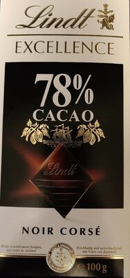 Lindt Excellence 78% Cacao Noir Corsé front packaging