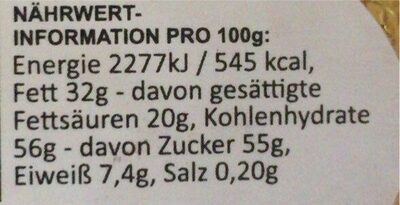 Lindt goldhase nutrition facts table